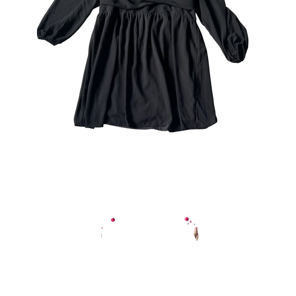 Shein Curve Black Off-Shoulder Dress 2XL Baby Doll Lined Witchy Plus Size - Picture 3 of 7